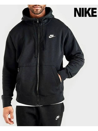 Men's Nsw Club Fleece Zip-Up Hoodie Black - NIKE - BALAAN 2