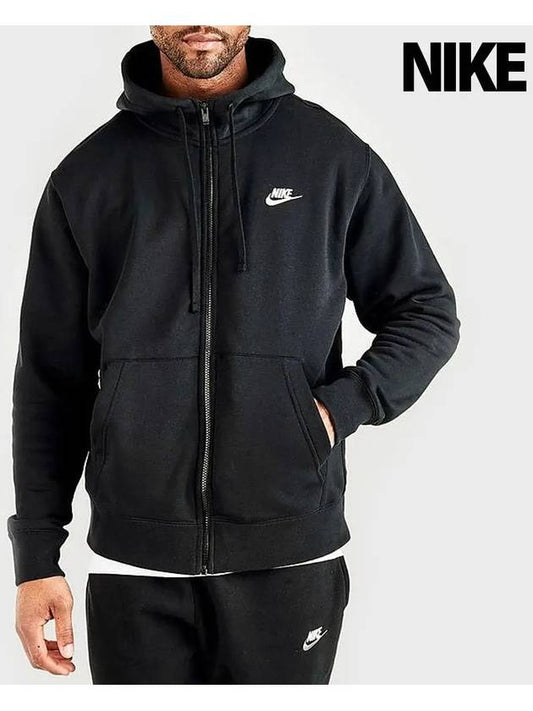 Men's NSW Club Fleece Hooded Zip-Up Black - NIKE - BALAAN 2