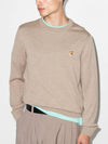 Fox patch crew neck knit FM00528KT1036BEIGEMELANGE - MAISON KITSUNE - BALAAN 2