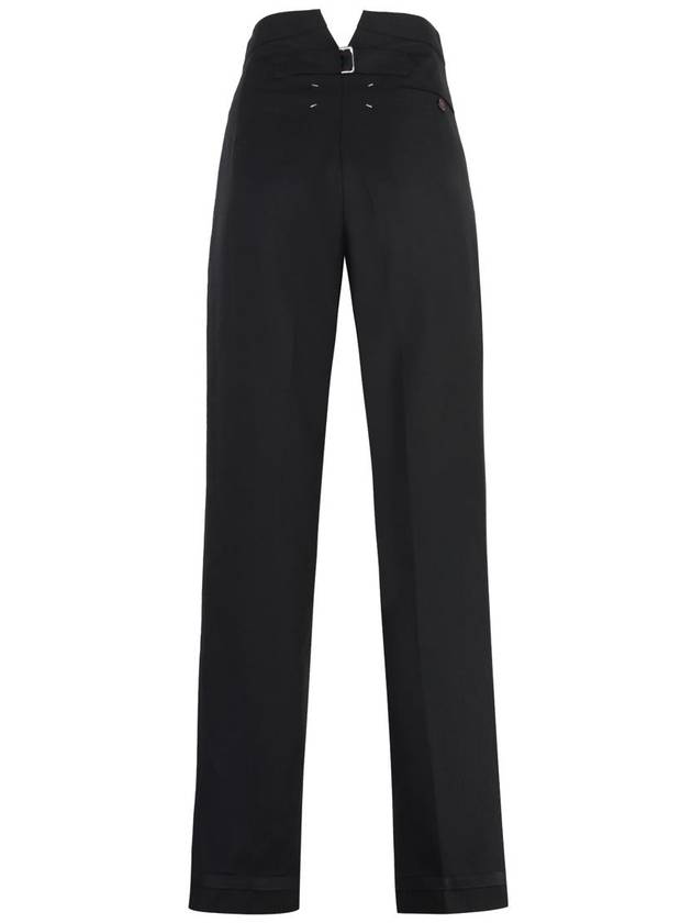 Women's Herringbone Wool Pleated Straight Pants Black - MAISON MARGIELA - BALAAN 3