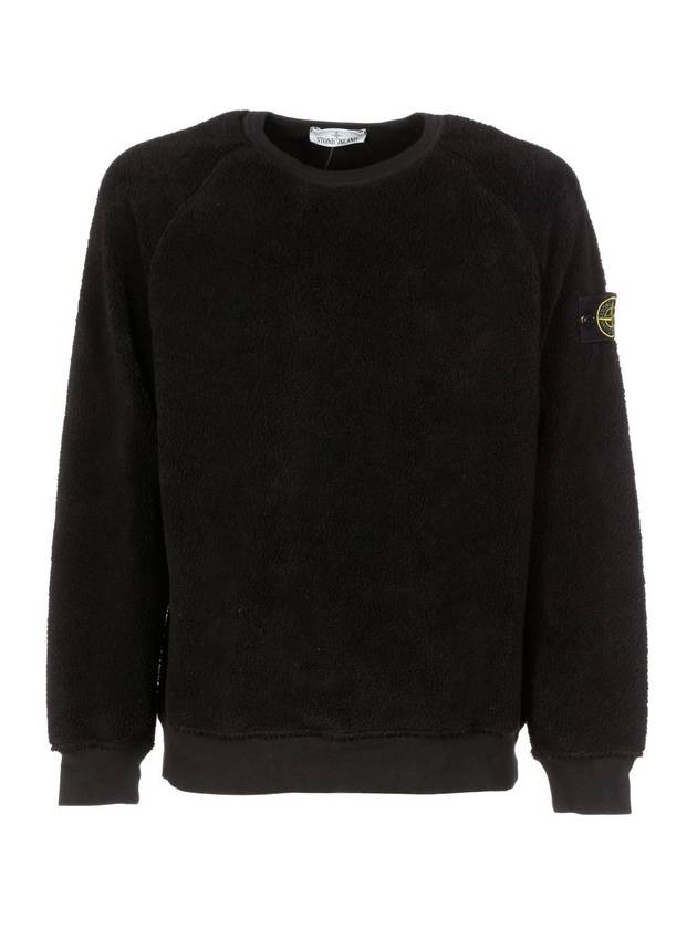 Wappen Patch Shearling Sweatshirt Black - STONE ISLAND - BALAAN 1