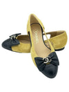 two-tone CC logo ribbon suede flat beige - CHANEL - BALAAN 3