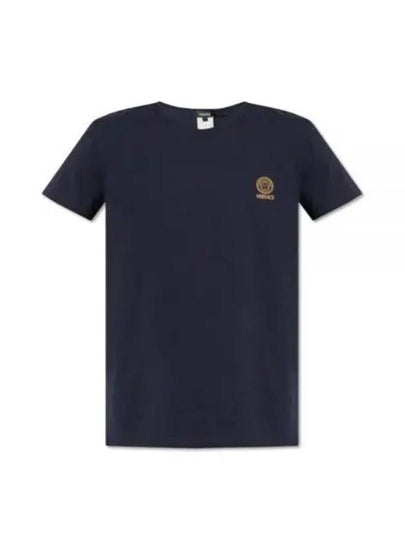 Medusa Logo Print Under Short Sleeve T-Shirt Dark Blue - VERSACE - BALAAN 2