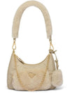 Shearling Mini Shoulder Bag Desert Beige - PRADA - BALAAN 1