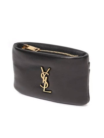 Calypso Zipped Card Wallet Black - SAINT LAURENT - BALAAN 1