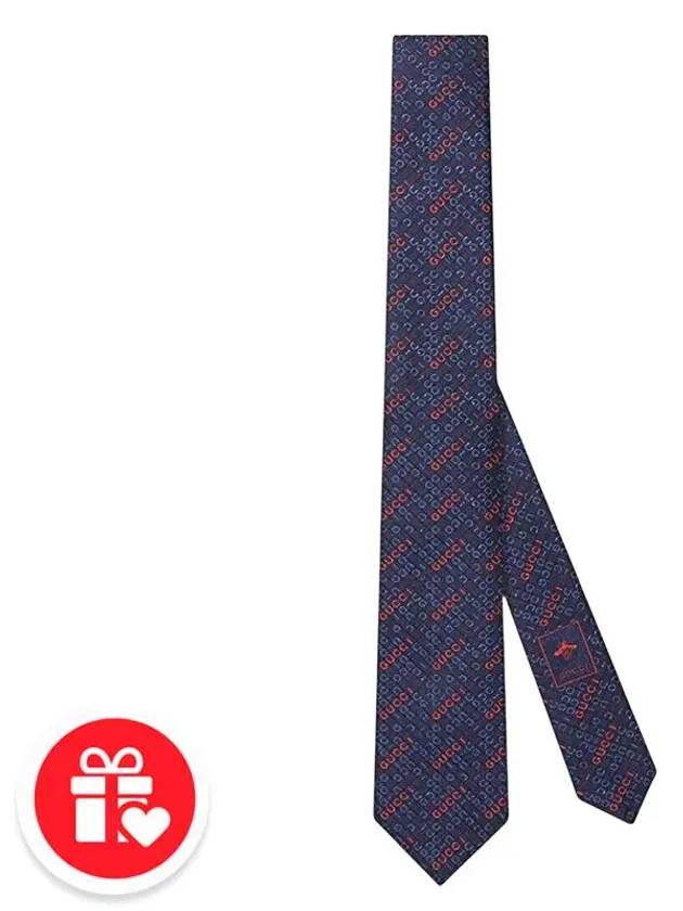 Silk Jacquard Tie Blue - GUCCI - BALAAN 8