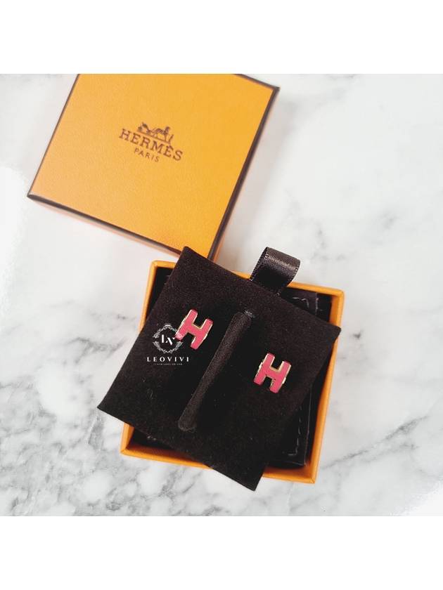 H Logo Mini PopAche Earrings Franvoise Rose Gold H608002F - HERMES - BALAAN 5