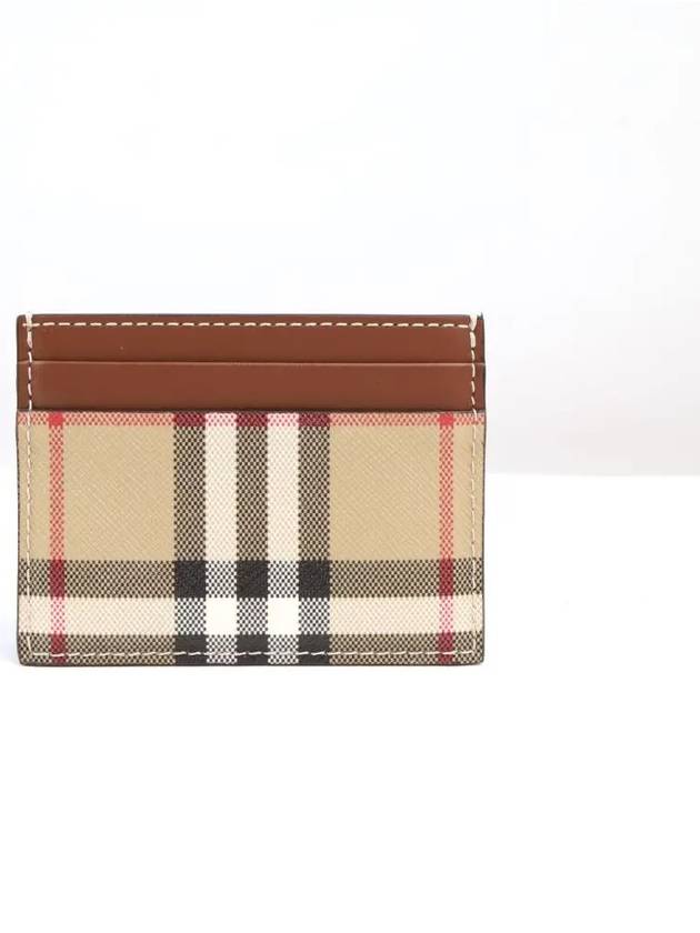 Vintage Check Leather Card Wallet Brown - BURBERRY - BALAAN 3