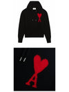 Big Heart Logo Hoodie Black - AMI - BALAAN 5