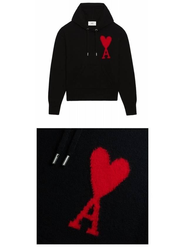 Big Heart Logo Hoodie Black - AMI - BALAAN 5