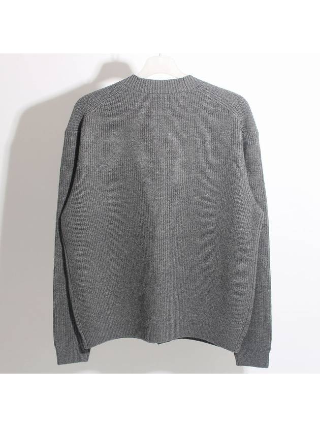 Bold Fox Head Patch Comfort Ribbed Cardigan Grey Melange - MAISON KITSUNE - BALAAN 3