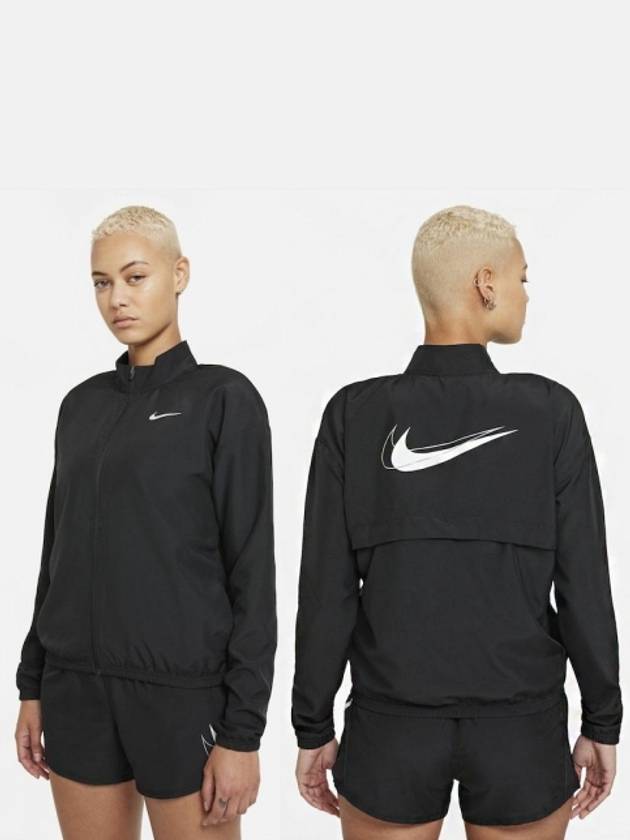 Swoosh Run Dry Fit Zip Up Jacket Black - NIKE - BALAAN.