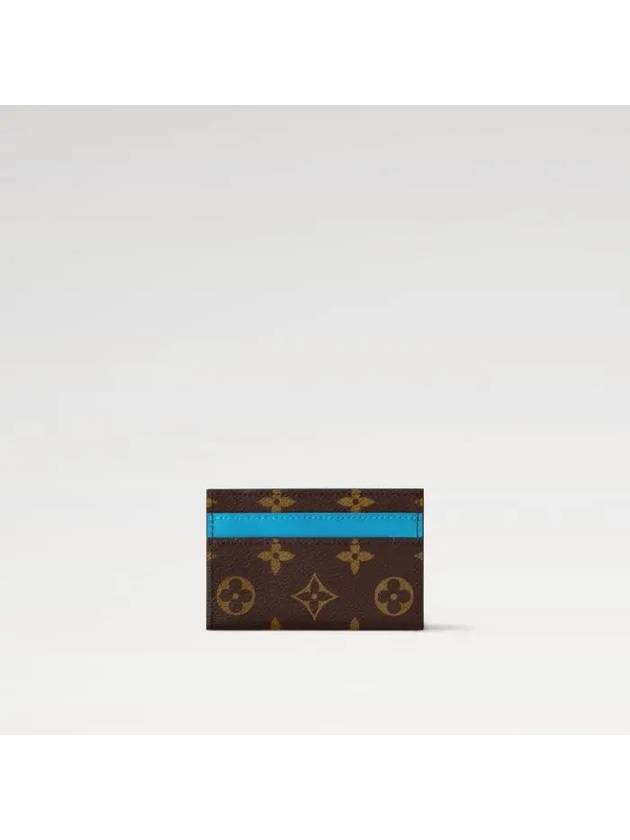 Double Card Wallet Brown Blue - LOUIS VUITTON - BALAAN 5