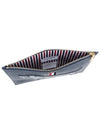 Tartan Hector Small Leather Clutch Bag Navy - THOM BROWNE - BALAAN 5