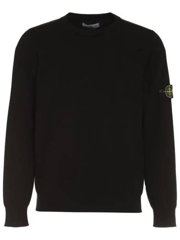 Crewneck Soft Cotton Knit Top Black - STONE ISLAND - BALAAN 3