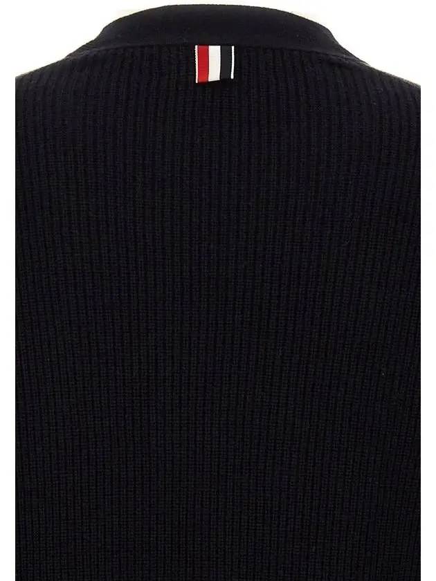 4 Bar Stripe Intarsia Wool Cardigan Grey - THOM BROWNE - BALAAN 6