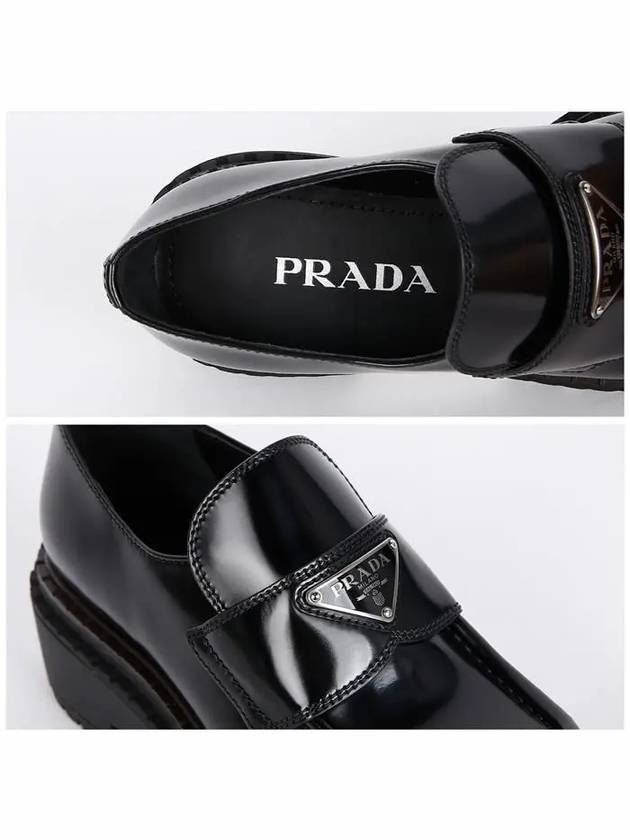 Triangle Logo Leather Loafers Black - PRADA - BALAAN 5