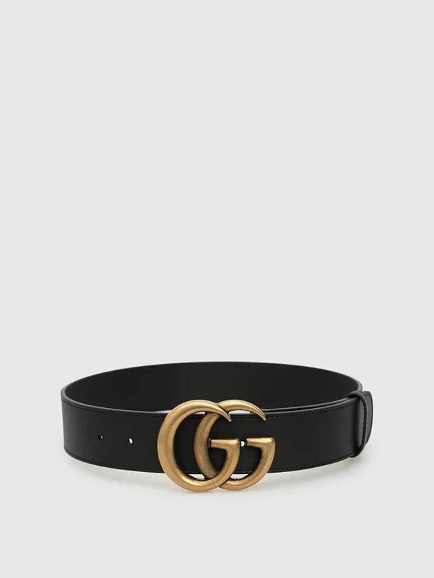 GG Marmont Buckle Leather Belt Black - GUCCI - BALAAN 5