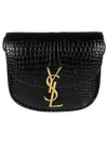 Kaia Shiny Crocodile-Embossed Leather Small Shoulder Bag Black - SAINT LAURENT - BALAAN 2