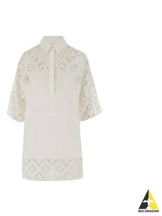 Women s Lace Shirt Dress White 2B3VA2S5 7SQ - VALENTINO - BALAAN 1