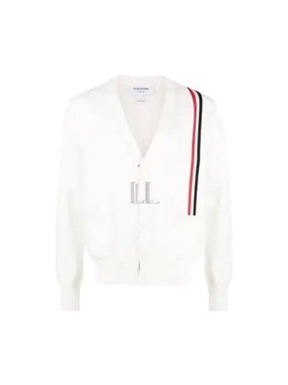 RWB Striped Intarsia Cotton Cardigan White - THOM BROWNE - BALAAN 2