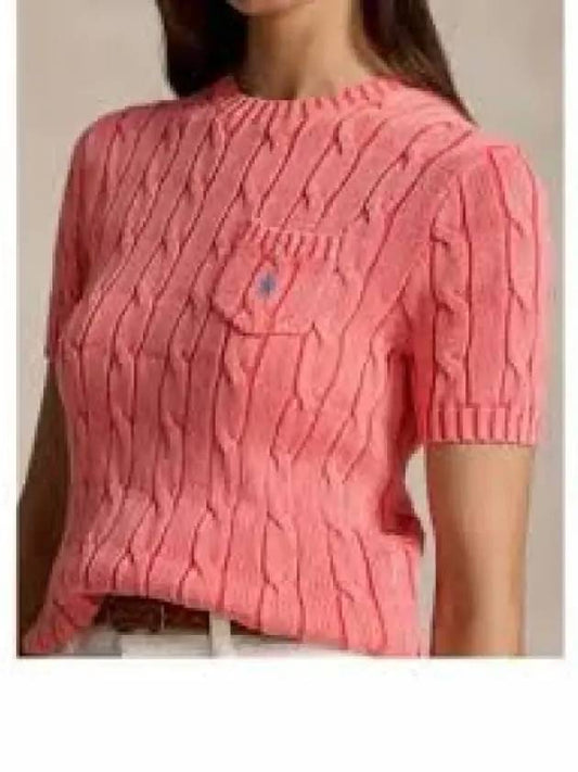 Pay 150 000 Won W Cable Knit Cotton Short Sleeve Sweater Rose - POLO RALPH LAUREN - BALAAN 1