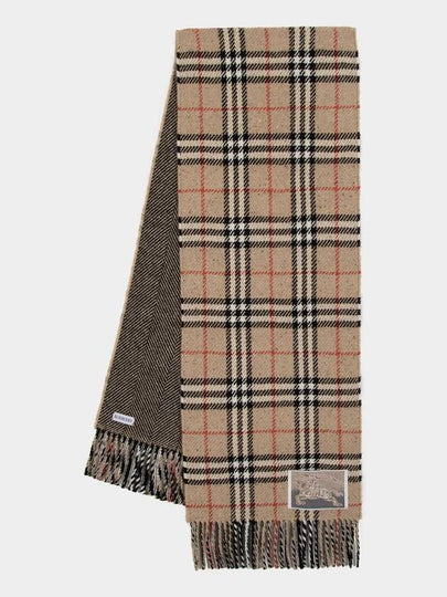 Check Reversible Wool Cashmere Scarf Sand - BURBERRY - BALAAN 2