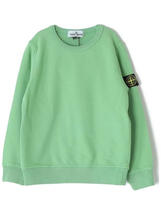 Kids Organic Cotton Fleece Sweatshirt Green - STONE ISLAND - BALAAN 3