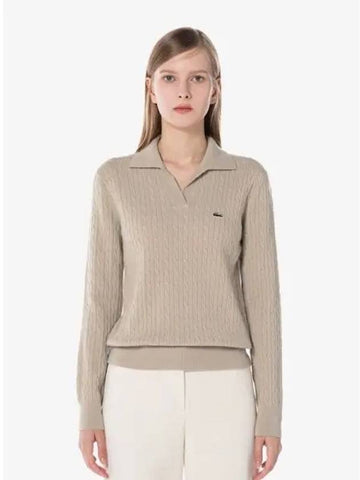 Women s Cable Open Collar Sweater AF197E 54N 02S Domestic Product GQ2N24082972639 - LACOSTE - BALAAN 1