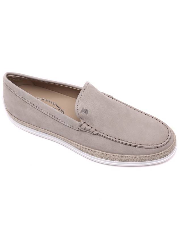 Men's Newbuck Embossed Logo Slip-On Loafers Grey - TOD'S - BALAAN 4