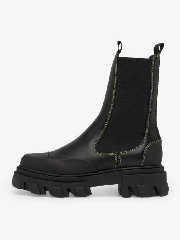 Stitched Leather Mid Chelsea Boots Black - GANNI - BALAAN 2