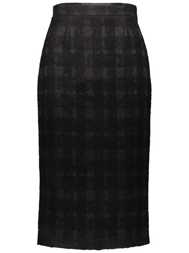 Rochas Pencil Skirt In Solid Check Boucle Clothing - ROCHAS - BALAAN 1