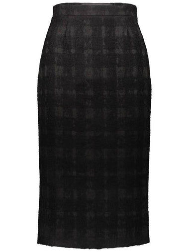 Rochas Pencil Skirt In Solid Check Boucle Clothing - ROCHAS - BALAAN 1