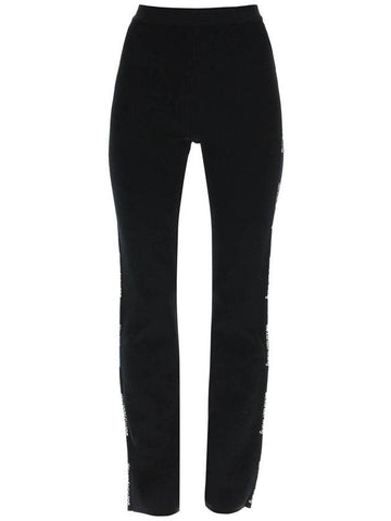 T by Women's Stretch Logo Straight Pants Black - ALEXANDER WANG - BALAAN 1