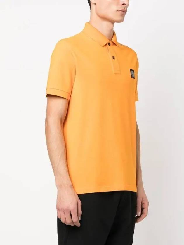 Men's Logo Patch Cotton Polo Shirt Orange - STONE ISLAND - BALAAN 3