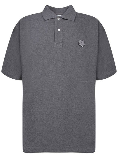 Bold Fox Head Patch Oversized Polo Shirt Grey - MAISON KITSUNE - BALAAN 2