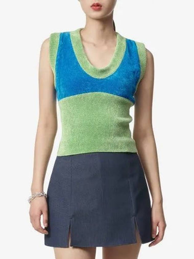 Chenille sleeveless tank top green CRTWWKNW013KNT0260064 - SUNNEI - BALAAN 1