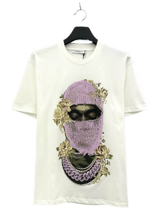 Mask Rose Print Short Sleeve T-Shirt White - IH NOM UH NIT - BALAAN 2