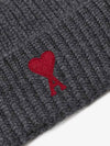 Embroidered Logo Wool Beanie Gray - AMI - BALAAN.