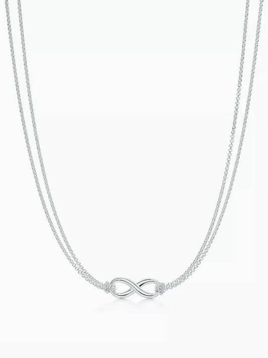 Infinity Double Chain Two-Row Pendant Necklace Silver - TIFFANY & CO. - BALAAN 2