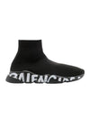 Men's Speedrunner Red Logo High Top Sneakers Black - BALENCIAGA - BALAAN 1