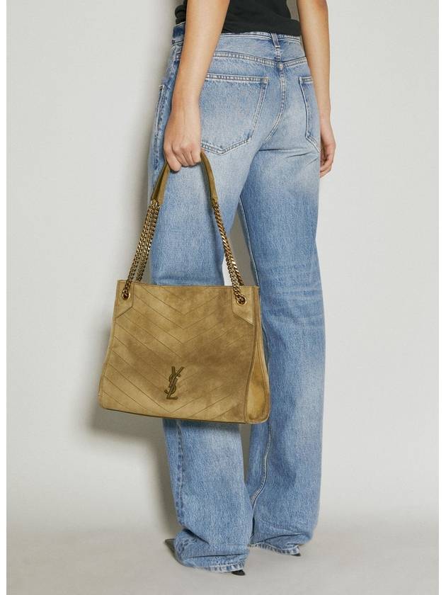 Niki Medium Suede Tote Bag New Barley - SAINT LAURENT - BALAAN 1