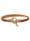 Glennan Double Tour Gold Bracelet Brown - HERMES - BALAAN.