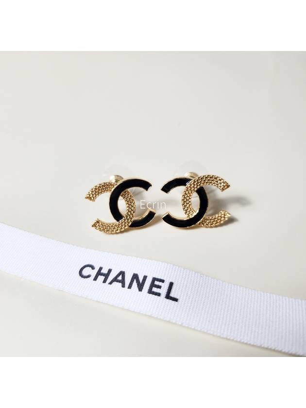 CC Logo Earrings Vintage Gold Black ABC944 - CHANEL - BALAAN 7