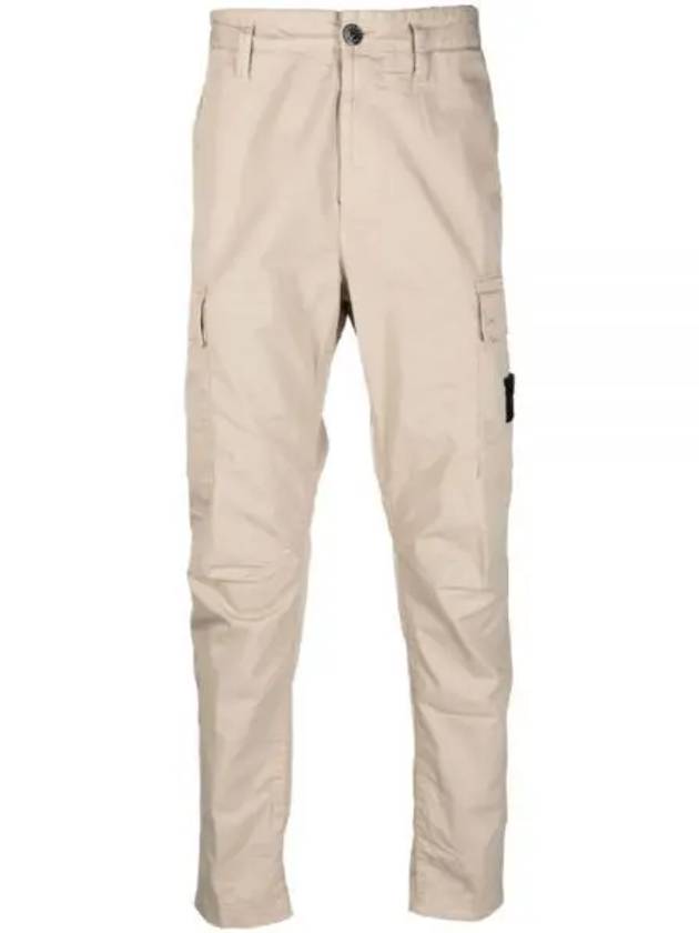 Stretch Cotton Gabardine Garment Dyed Cargo Straight Pants Stucco - STONE ISLAND - BALAAN 2