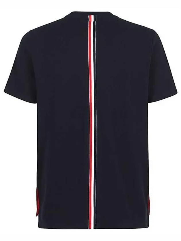 Men's Center Back Striped Short Sleeve T-Shirt Navy - THOM BROWNE - BALAAN 8