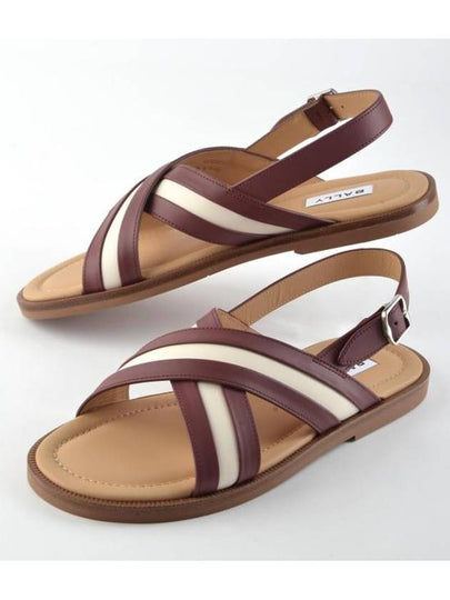 Crossover Strap Leather Sandals Beige Red - BALLY - BALAAN 2