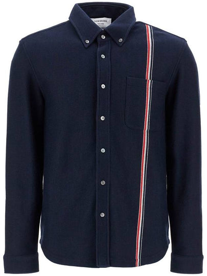 Double Face Knit Long Sleeve Shirt Navy - THOM BROWNE - BALAAN 2