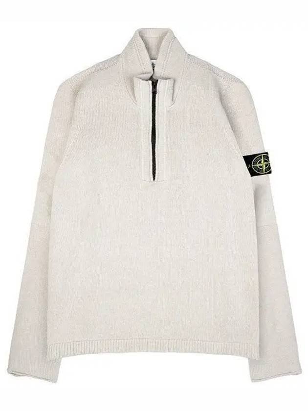 Wappen Patch Lambswool Half-Zip Knit Top Plaster - STONE ISLAND - BALAAN 2