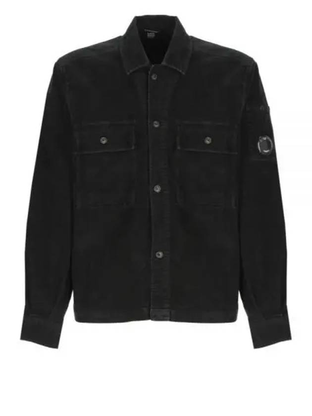 Corduroy Button Utility Shirt Jacket Black - CP COMPANY - BALAAN 2